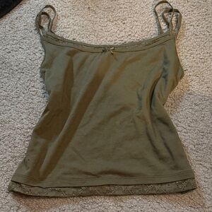 Wild Fable Olive Camisole with Lace Trim